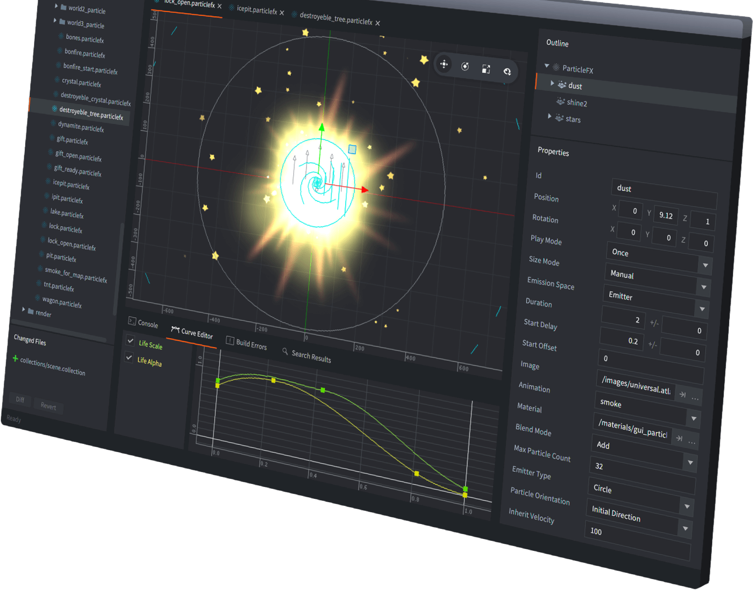 Judian particle effect editor with live preview